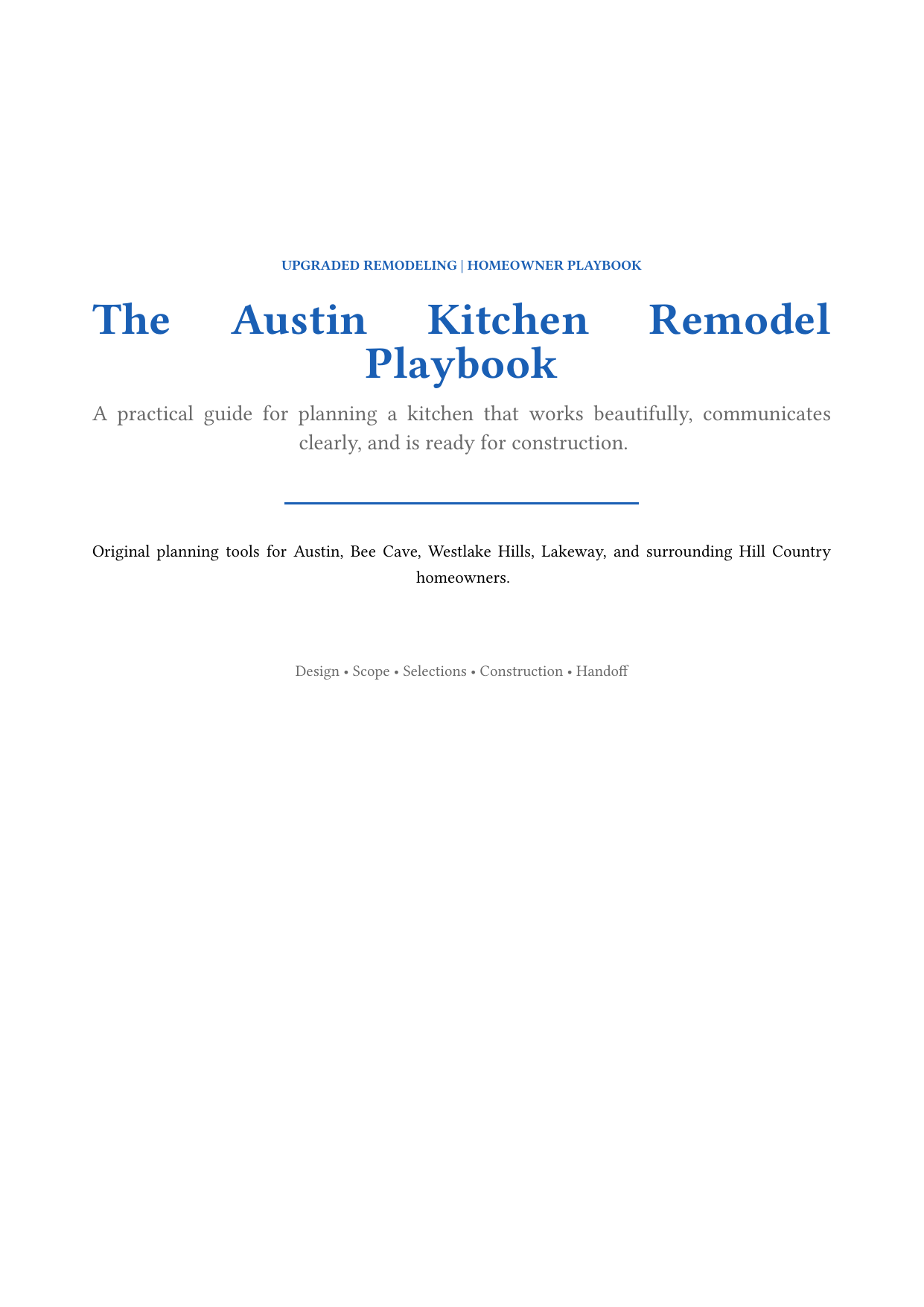 Cover of The Austin Kitchen Remodel Playbook by Upgraded Remodeling
