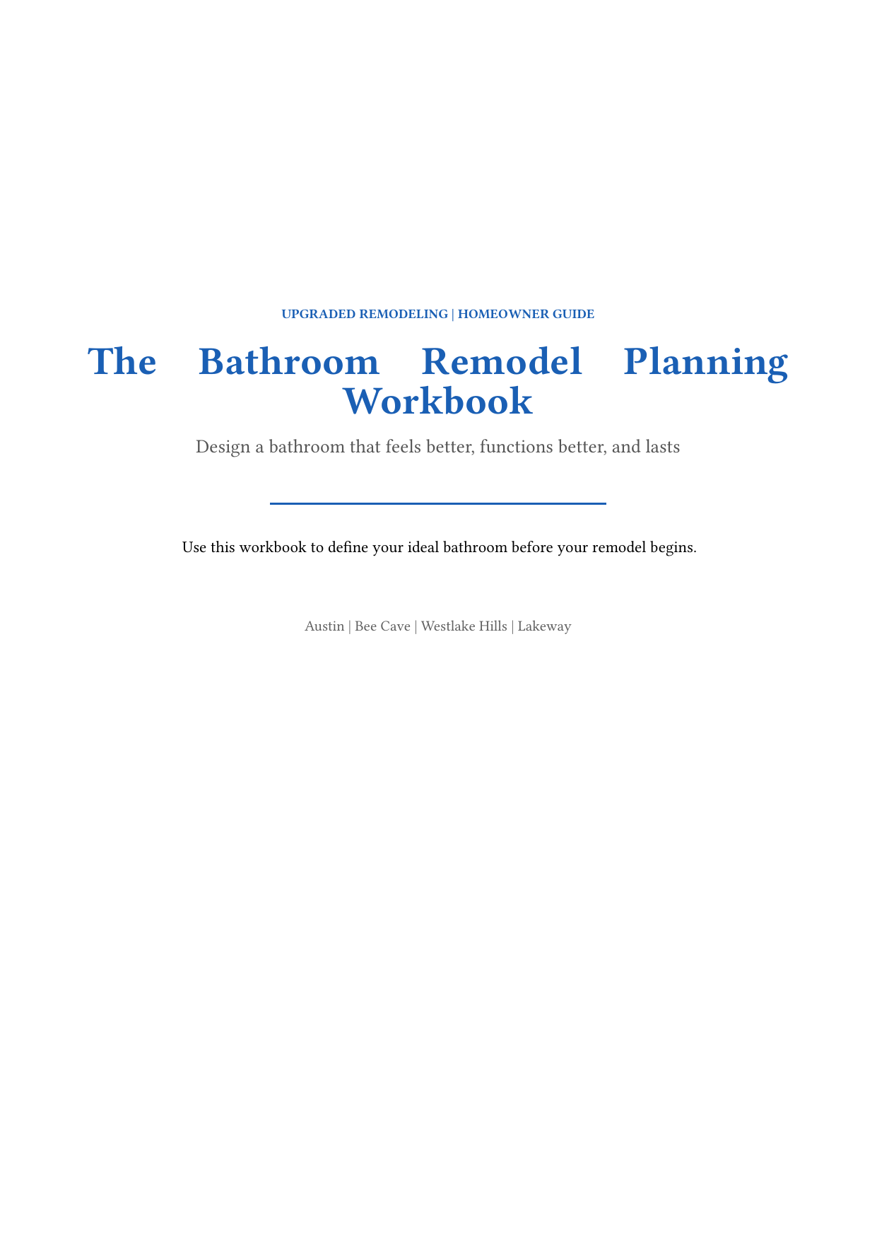 Cover of The Bathroom Remodel Planning Workbook by Upgraded Remodeling