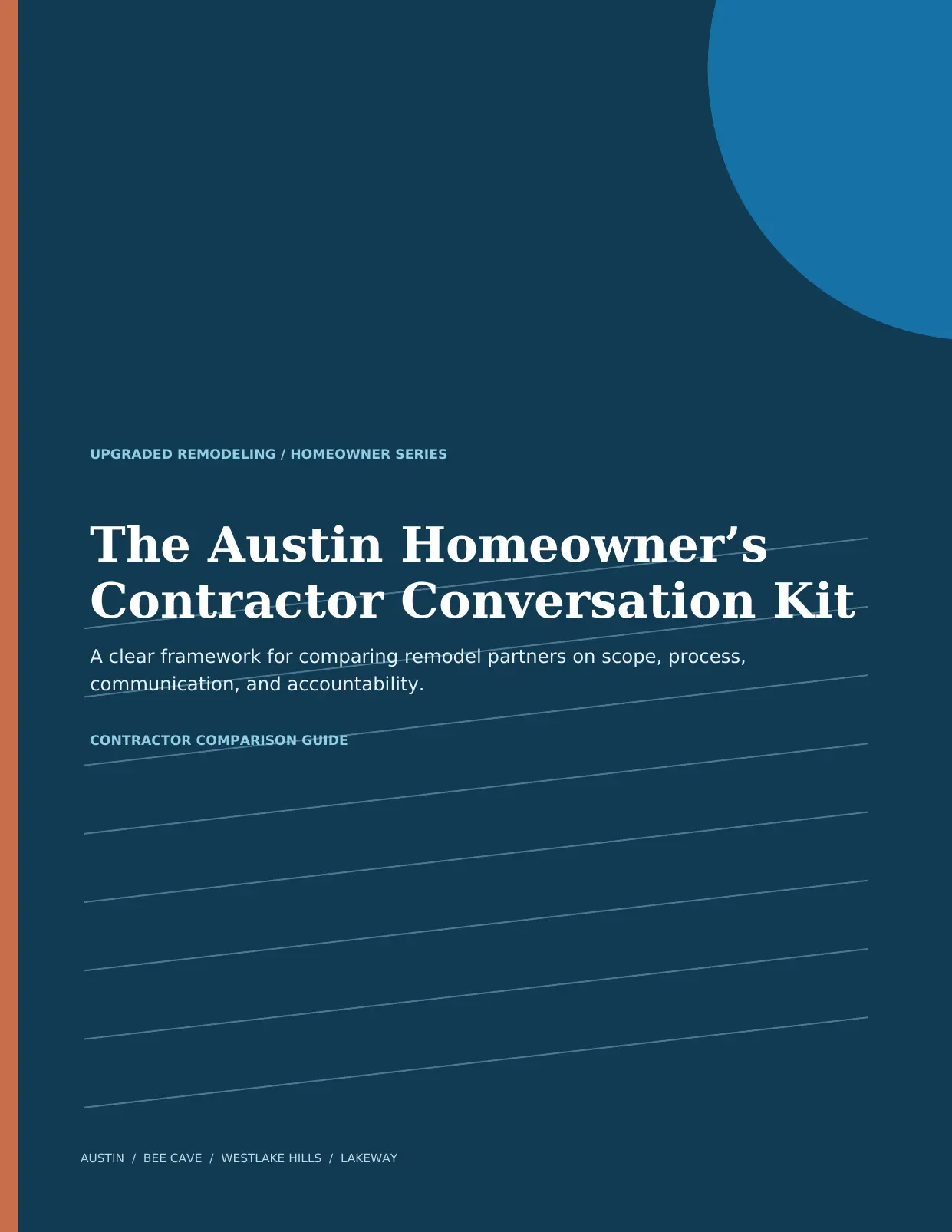Cover of The Austin Homeowner’s Contractor Conversation Kit by Upgraded Remodeling